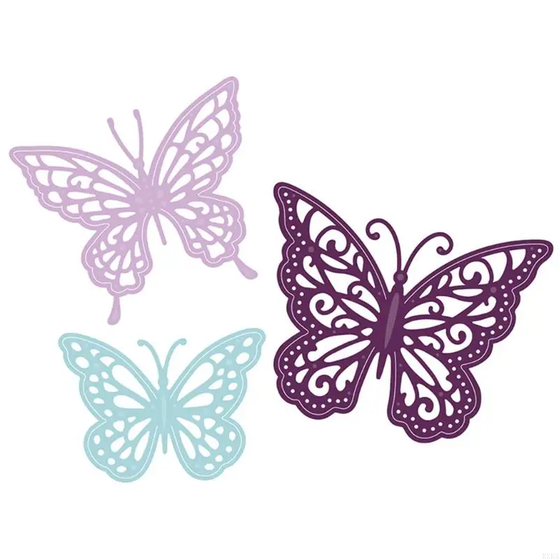 

KXRA Three Butterflies Metal Cutting Dies Stencil DIY Scrapbooking Album Paper Card