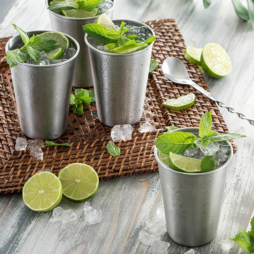 

2pcs Stainless Steel Beverage Cups Juice Drink Shatterproof Cocktail Party Beer Mug Healthy Coffee Tea Latte Glass