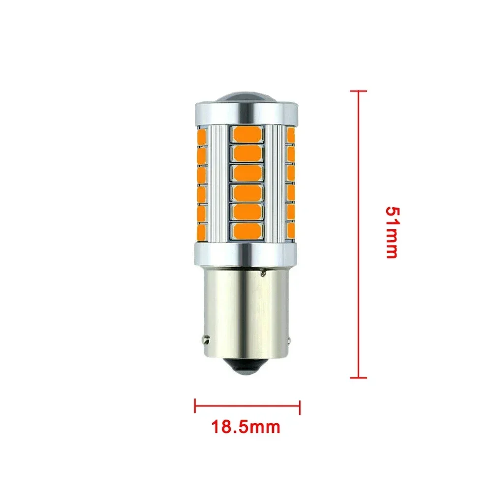 2pcs Auto Reverse Lights Car Turn Signal Lights LED 1156 BAU15S PY21W 33SMD Brake Tail Rear Lamp Warning Bulb Car Accessory