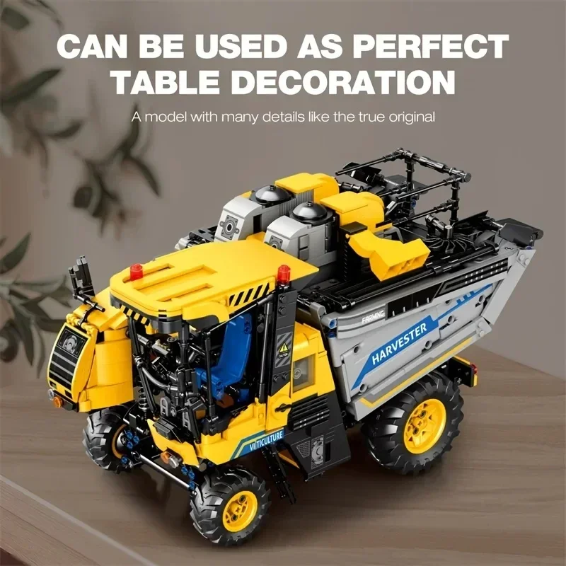 2208PCS Grape Harvester Building Blocks Remote Control Farm Engineering Vehicle RC Car Model Bricks Kids DIY Toys Christmas Gift