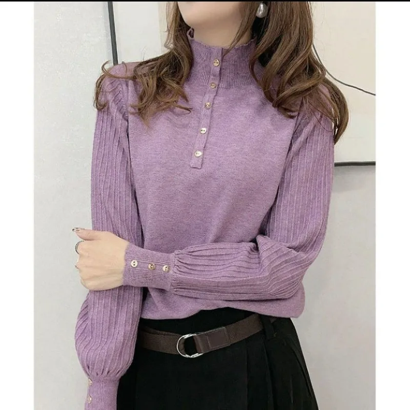 

2025 Spring New Semi-turtleneck Knitted Sweater Women's Inner Wear Chic Loose Outfit Sweater Women's Pullover Top