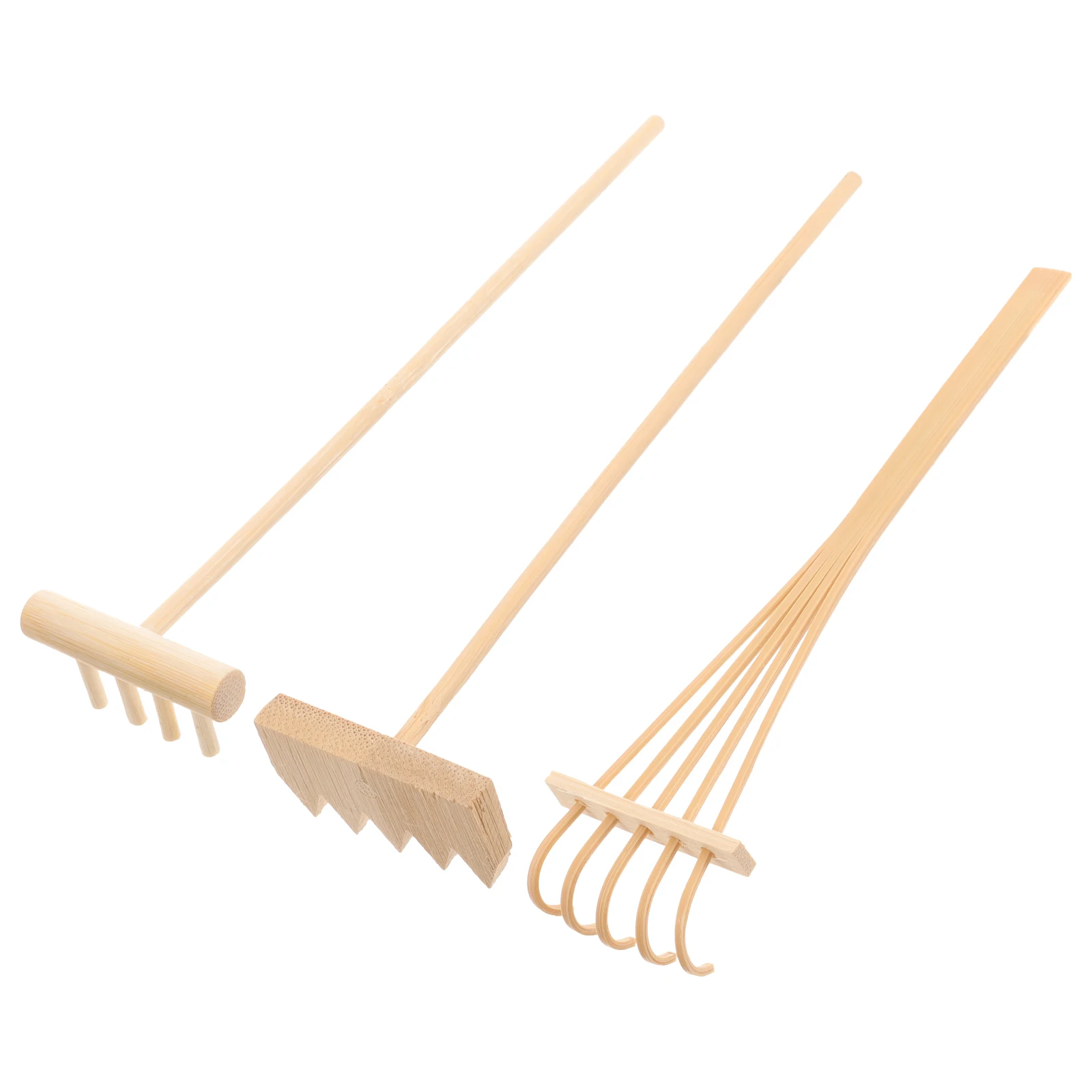 

3 Pcs Sand with Rake Table Accessories Set Tool Tiny Rakes for Zen Garden Decorate Beige Wooden Child Sandbox