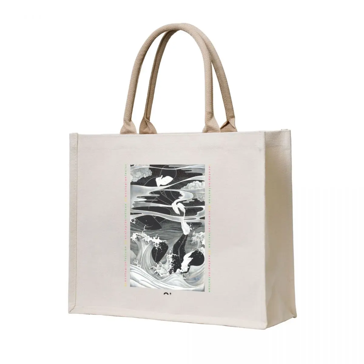 

Qi by Moonassi (Black Font) Tote Bag Portable shopping bag sacs de shopping Canvas shoulder bag Women's shopper