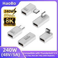 USB4 2.0 PD240W 8K 60Hz Charger Connector for Macbook Mac mini 80Gbps High Speed USB C OTG Straight Angle Male to Female Adapter