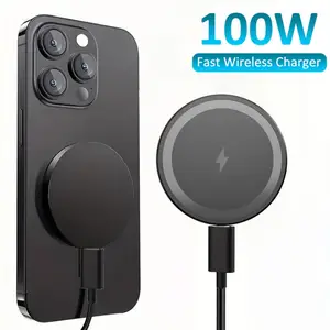 Bilashmart 100W Magnetic Wireless Charger Phone Pad Magsafe iPhone 17 16 15 14 13 12 Pro Max Airpods 4 Pro Magnet Fast Charging Station