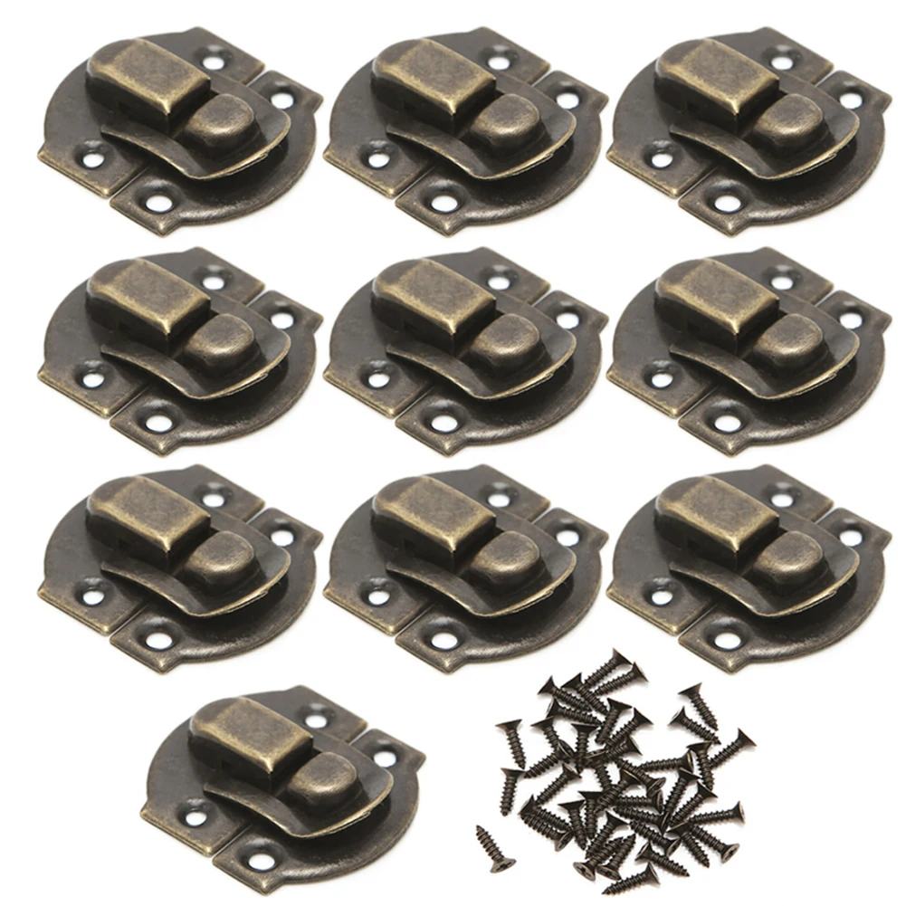 10Pcs Antique Hasps Iron Lock Catch Latches For Jewelry Box Buckle Suitcase Buckle Clip Clasp Wood Wine Box Latch