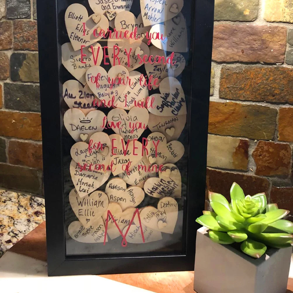 

200pcs Wooden Heart Decorations Unfinished Heart Shape Wood Slices Diy Craft Supplies For Valentine Wedding Embellishments