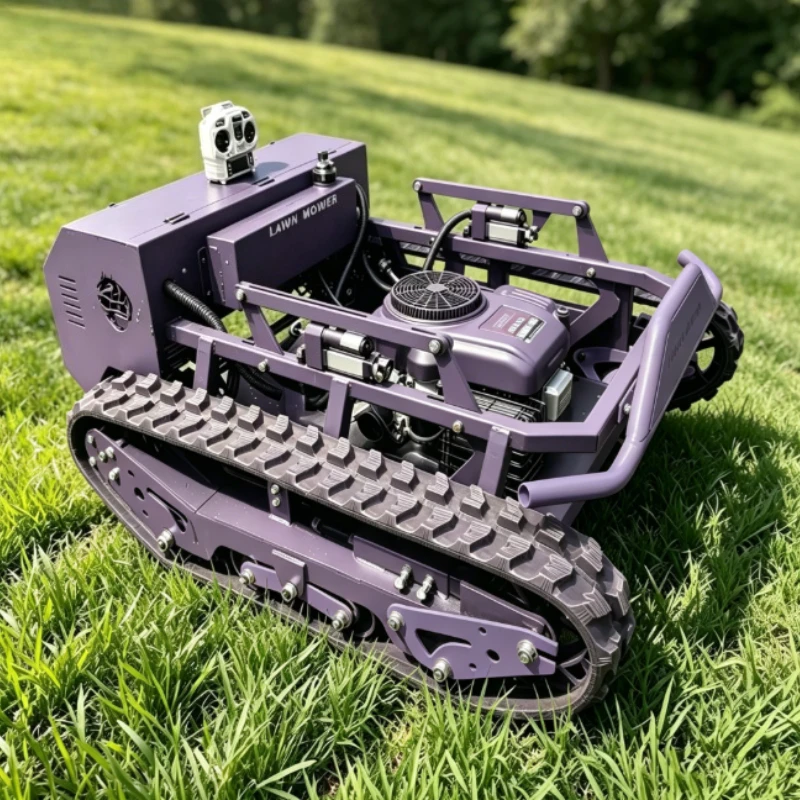 Wireless Long Distance RC Crawler Grass Cutter Rubber Track Lawn Mower For Orchard Road Slope Landscape Engineering