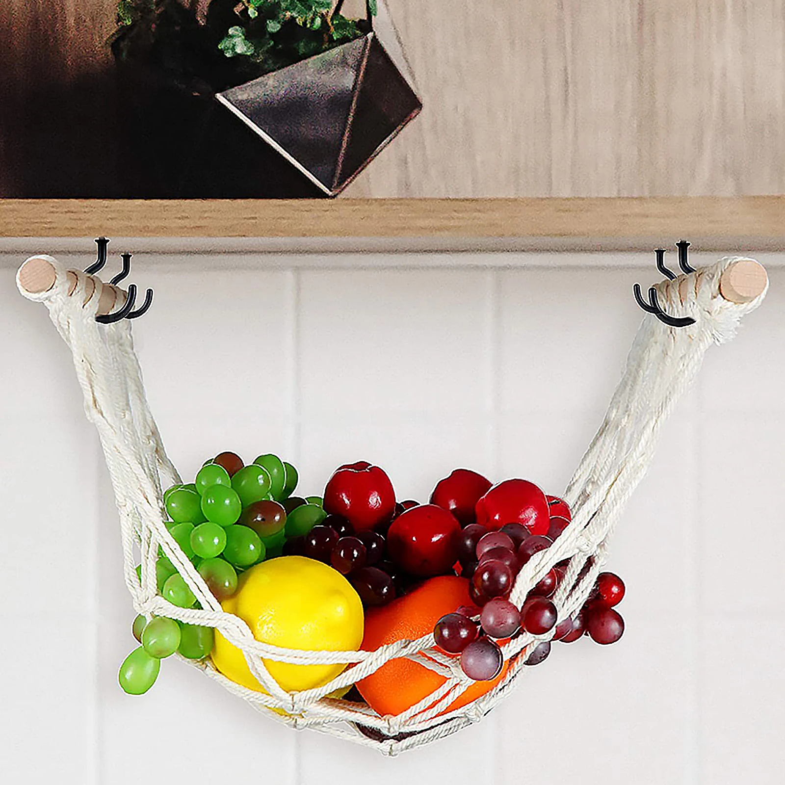 

Fruit and Vegetable Hanging Basket Celella Macramé Hammock Kitchen Holder Net for Saver to Weave