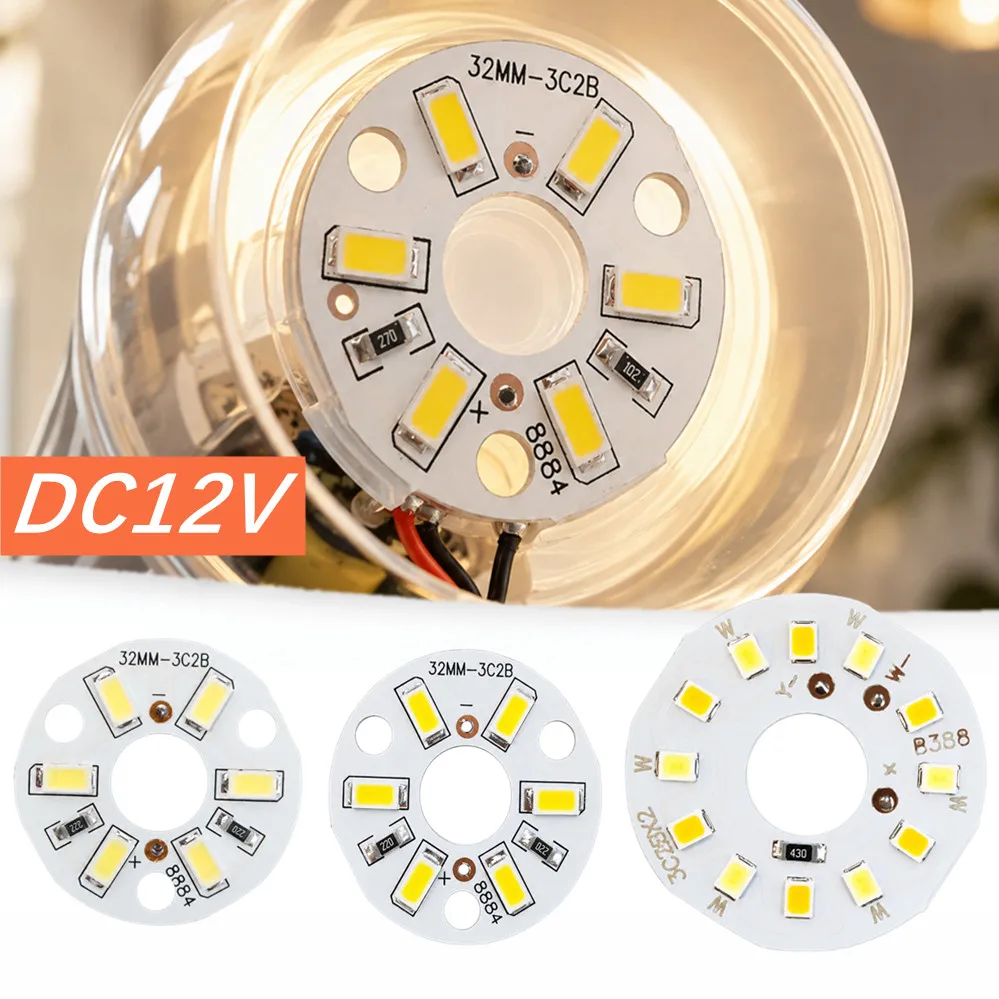 1/5/10 pièces, 3W, 2835, perles de lampe, panneau lumineux LED DC 12V, source de lumière bicolore, 31MM, blanc chaud, diamètre 32MM, vente en gros