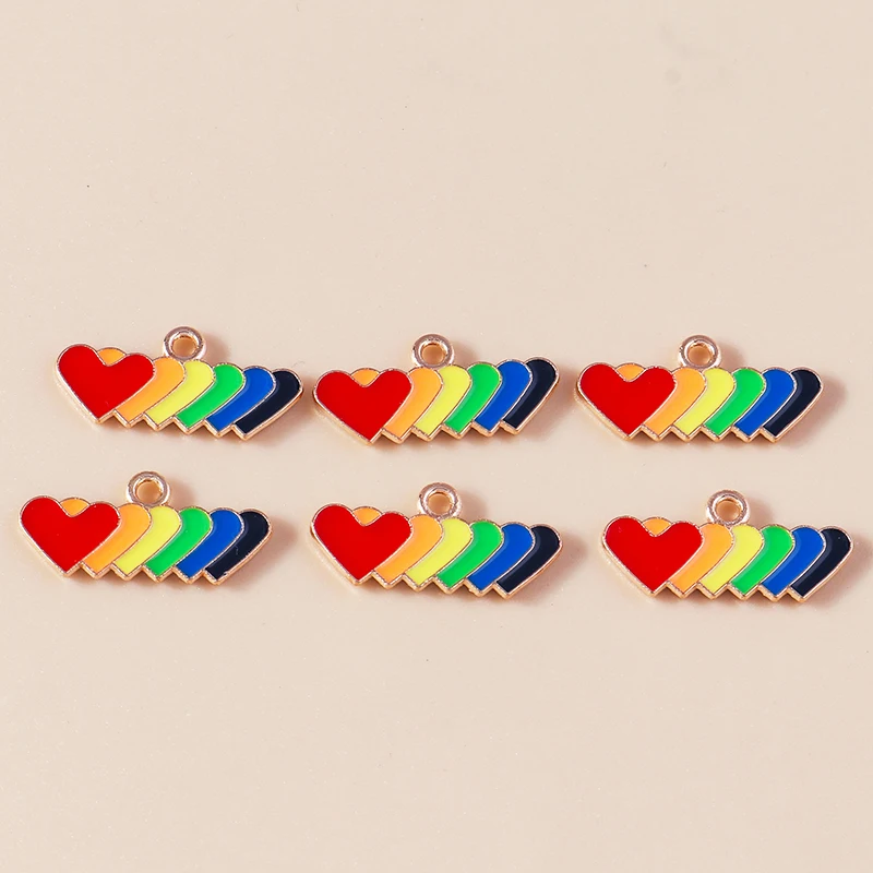 

20pcs 20x10mm Cute Colorful Enamel Love Heart Charms Pendants for Making Drop Earrings Necklaces Bracelets DIY Jewelry Findings