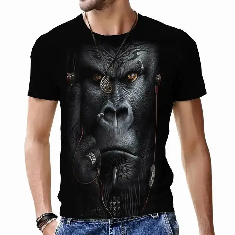 Man Funny Funny Animal Monkey Food Funny Pattern 3d Printed T-Shirt Fashion Street Funny Personality Plus Size Breathable Top