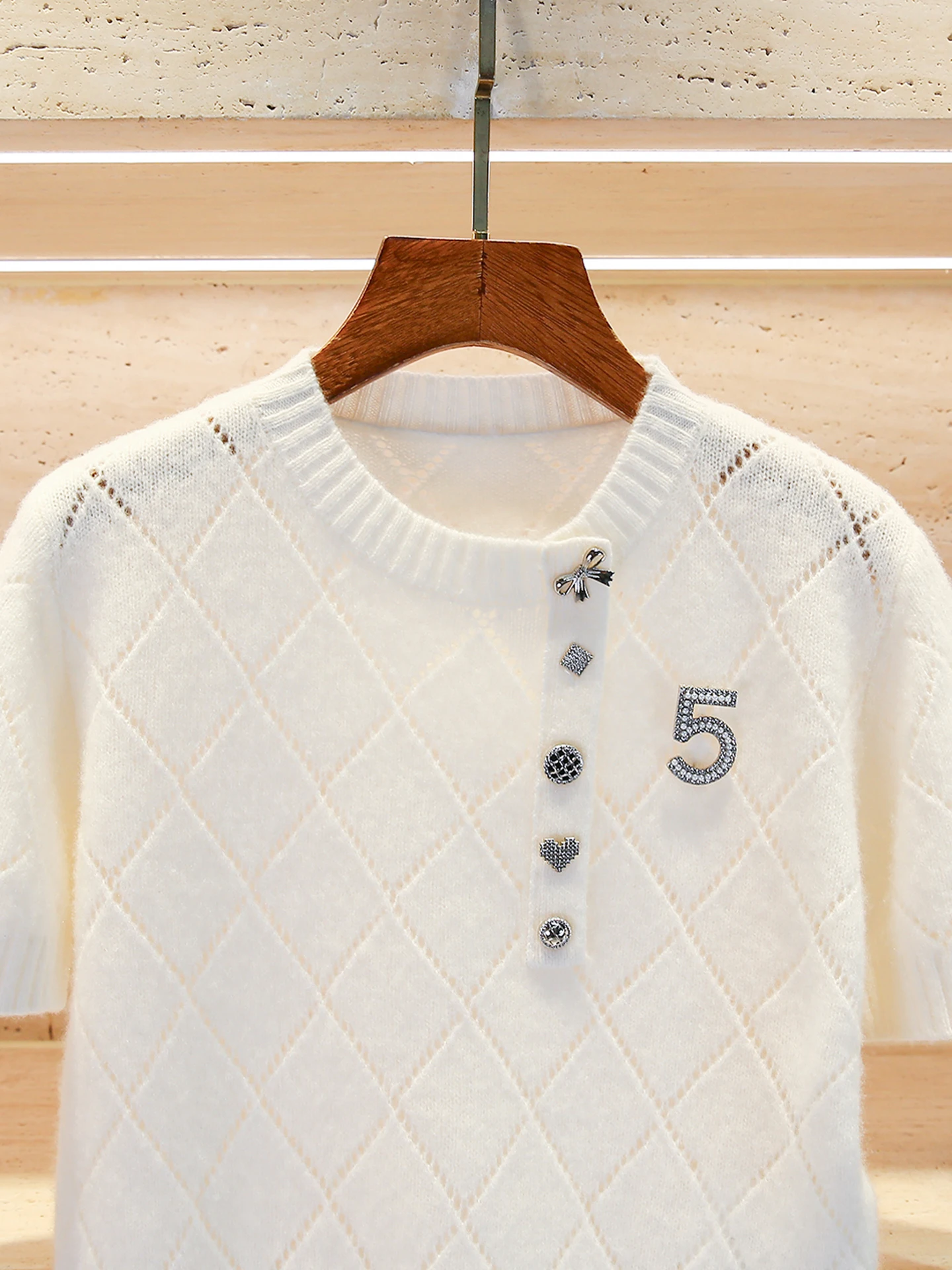 ハイエンドの女性用ニット T-irt 秋冬ダイヤモンドパターンリトルフレンス Sle チャイニーズエラスティッドカフ通気性トップ