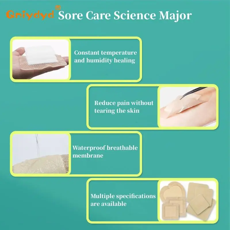 5 Sizes of Bordered Adhesive Dressing Pad Waterproof Silicone Gel Dressings for Bedsores Sacrococcygeal Buttock Wound
