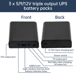 5V/9V/12V UPS Lithium Battery Welding Kit - 3pcs 18650 Ready-to-Use Uninterruptible Power Supply Box for Emergency Backup