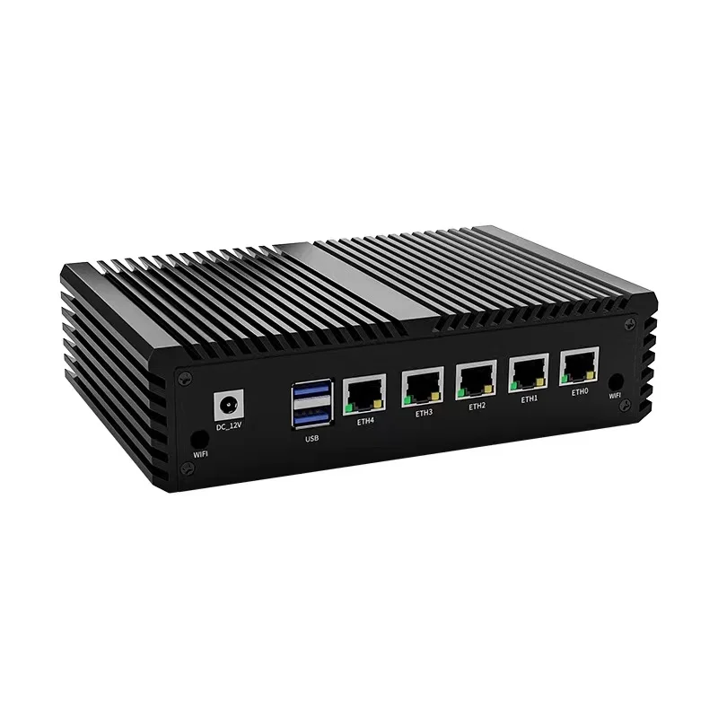 Inte-l Celeron N51055 Lan POE Firewall Pfsense Router HD VGA Dual Display Industrial Mini PC 24V with 1*RJ45 Console COM