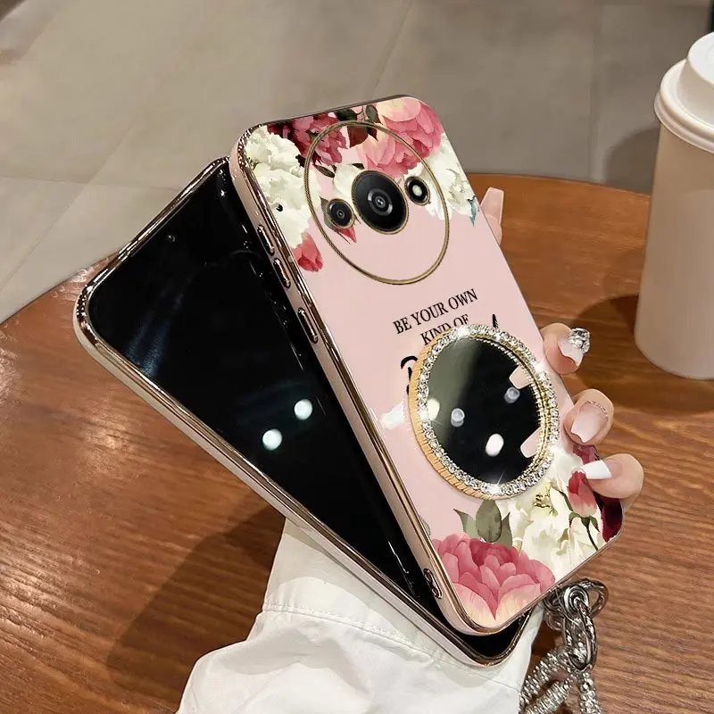 

A3X Flower Park Bracelet Plating Phone Case For Xiaomi Redmi A5 9i 9CNFC A2 A4 A3 A1Plus A1 Turbo3 9A 10A 8A 9AT 8 Cover