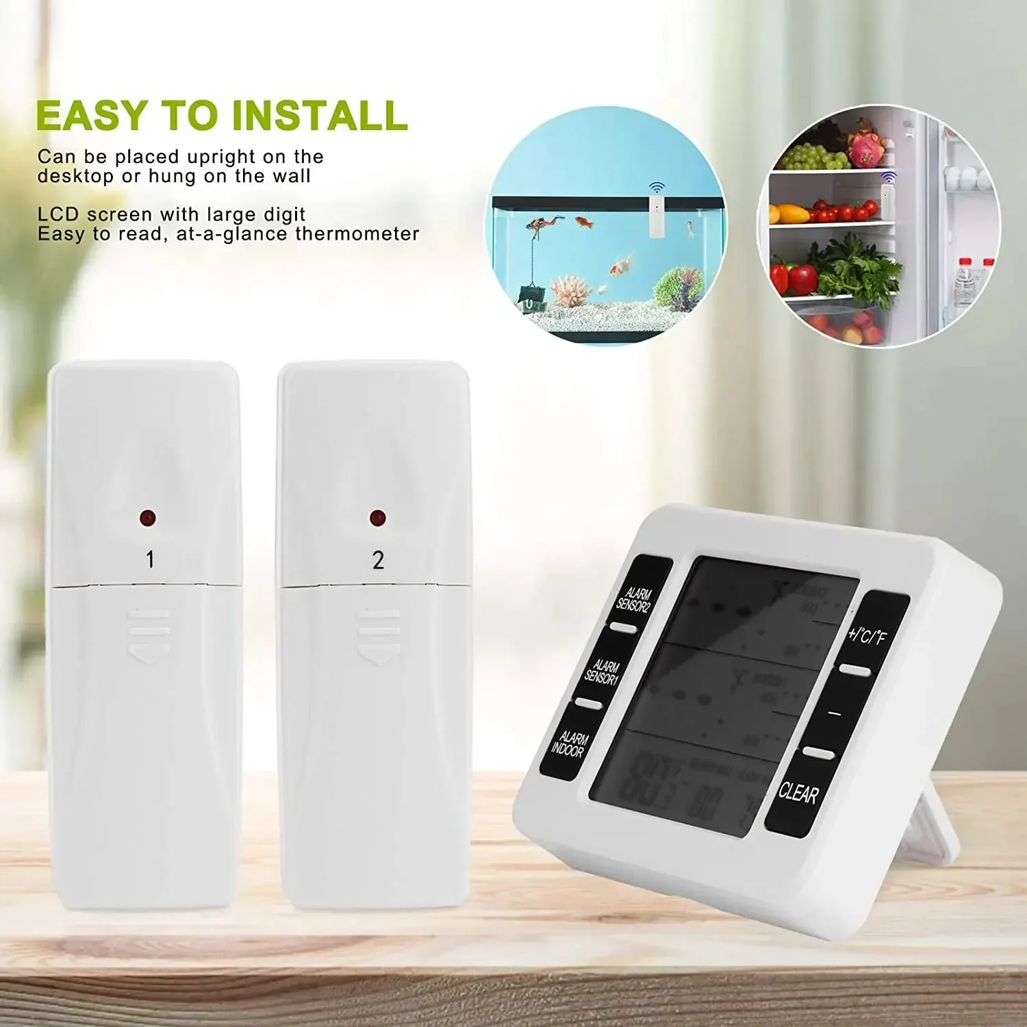 

Thermometer One To Two Household Wireless Indoor And Outdoor Thermometer Audible Alarm Refrigerator Thermometer