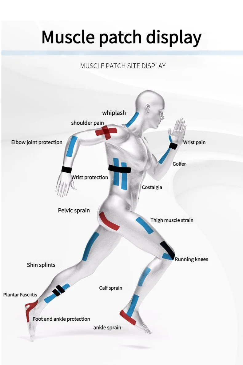Sport Kinesio Tape Muskel Kinesiologie Elastische Knie Schmerzlinderung Dehnung Patch Sportliche Erholung Aufkleber Fitness Bandagen – Detail 9