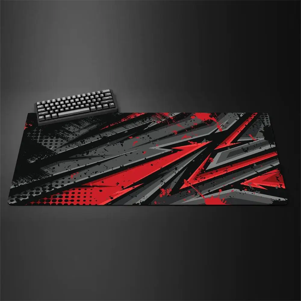Red Black Abstract Stripe Splash Large XXL Gaming Mouse Pad NonSlip Rubber Base E-sports Desk Mat Mousepad Computer Keyboard Pad