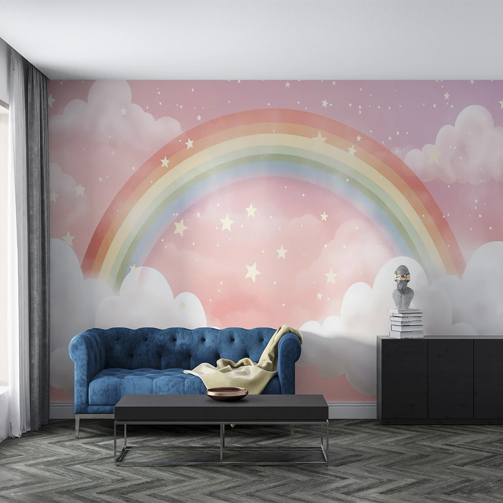 Milofi customizes high-end rainbow cloud sea wallpaper for study, living room, and home decoration
