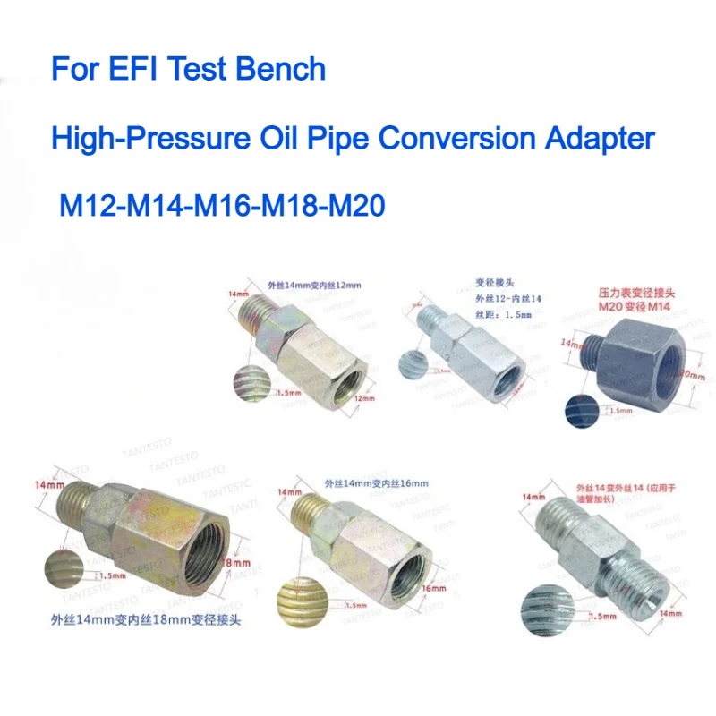 

For EFI Test Bench High-Pressure Oil Pipe Conversion Adapter M12-M14-M16-M18-M20