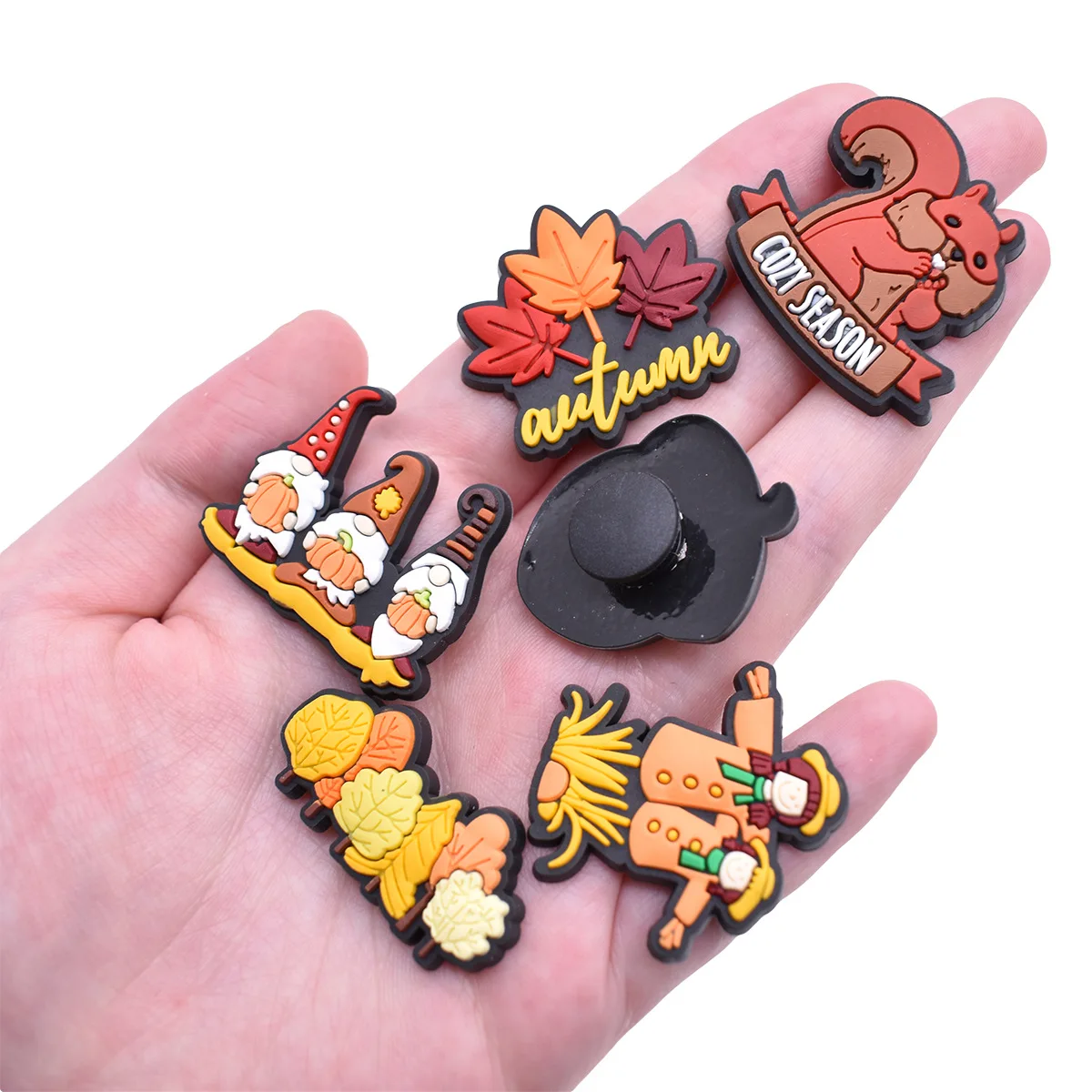 Autumn Fall Thanksgiving Hole Shoe Charms Soft PVC Removable Clog Shoe Buckles, Cartoon DIY Sandal Decor Harvest Holiday Gift