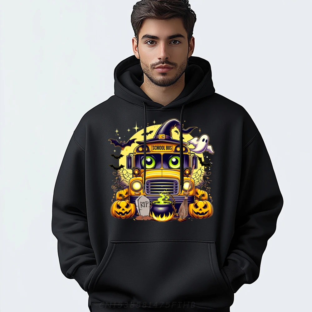 School Bus Costume Girls Halloween Bus Driver Men Grpahic Tee Comfortable Funny Pullover Hoodies