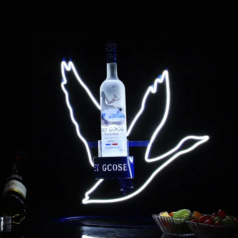 Popular Backlit Sign Lighted LED BOTTLE Glorifier Display Rechargeable GREY GOOSE Vodka WHITE LED BOTTLE PRESENTER