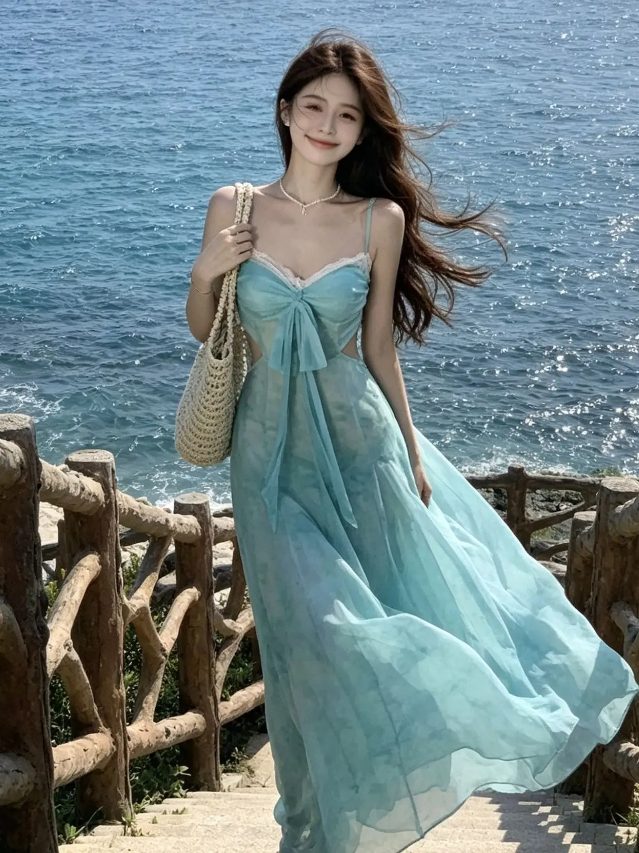Summer Beach Vacation Style Green Strapless Dress Sexy Slimming Long Gown Perfect for Photoshoots High Waist Fairy Tale Dress