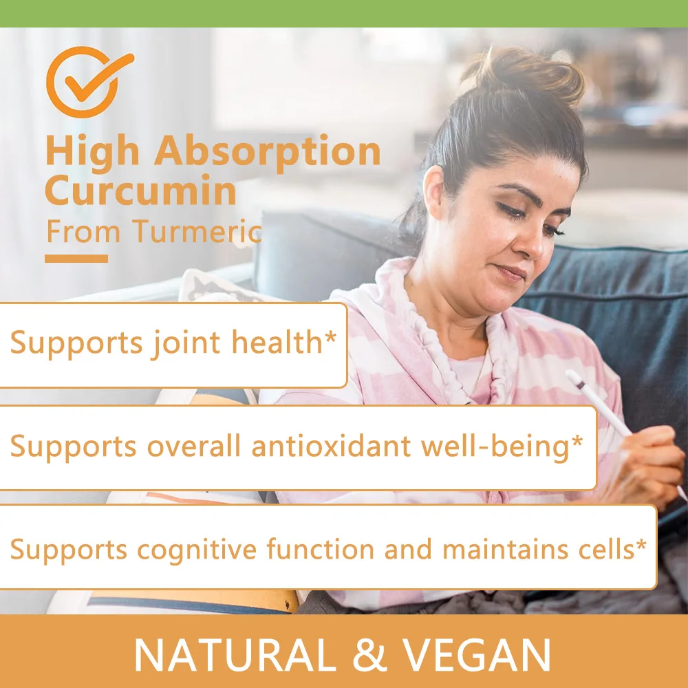 Cúrcuma Orgánica - 95% Curcumina de cúrcuma, Apoyo las articulaciones, la inmunidad, la salud del cerebro y del corazón, promueve la salud del cerebro, 120 cápsulas