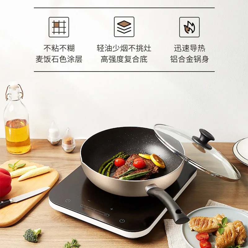 Olla de inducción wok antiadherente, estufa de gas, olla especial, wok doméstico, sartén de color Maifanshi