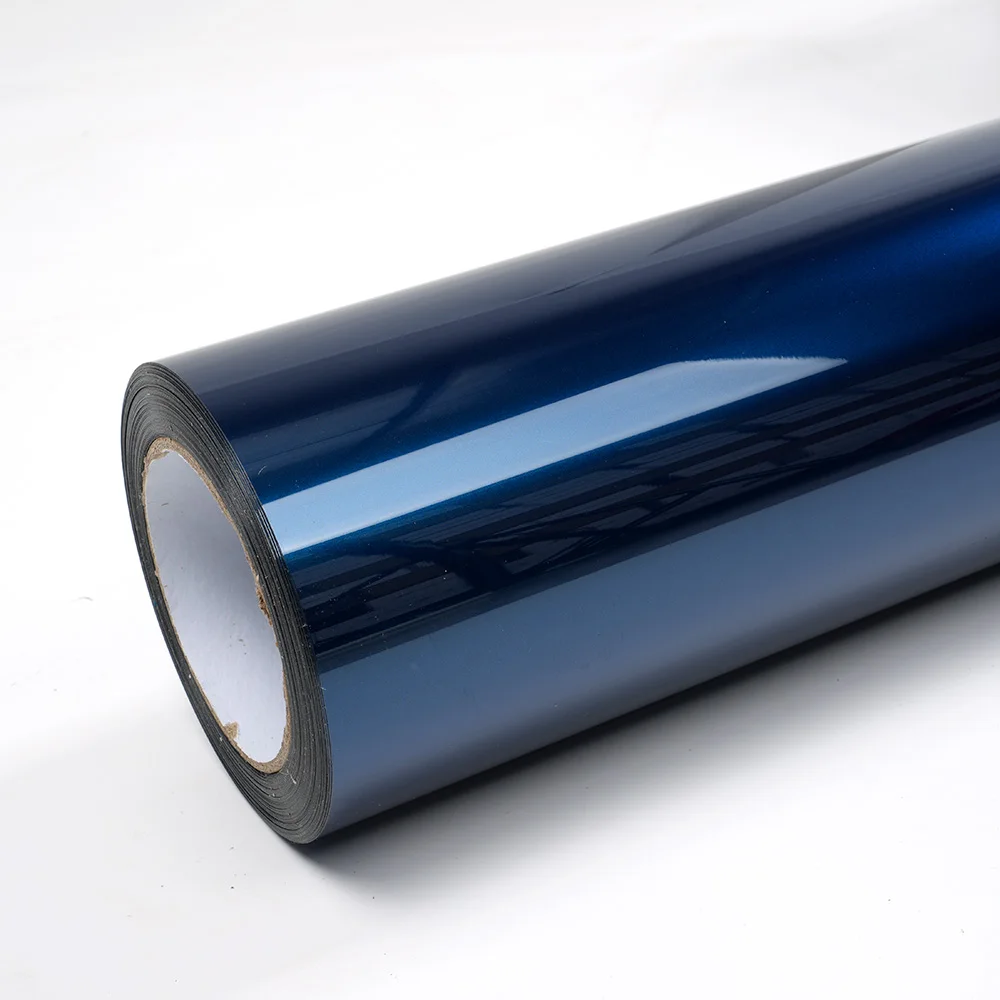Hight Quality 1.52X17M Air Bubble Free Stretchable PET Shadow Blue Wraps Sticker Car Wrapping Film