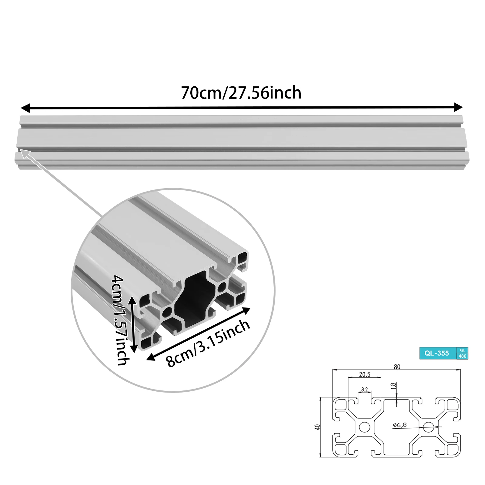 2-Pack الألومنيوم الشخصي T-slot Profiles البثق 27.56 * 3.15 * 1.57in لمعدات التشغيل الآلي والأثاث ومنضدة العمل