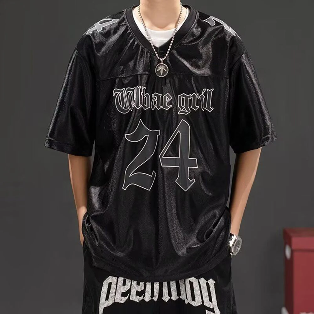 

Summer New Men's Letter Y2k Short-Sleeved T-Shirt American Retro Fashion Trend Street Hip-Hop Loose Breathable Men's Tops