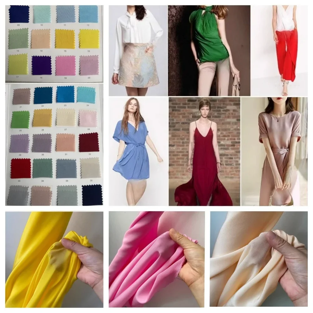 16 momme Natural Mulberry Silk Crepe De Chine Fabric for Solid Color Clothing Dress Shirts Fashion Linings Diy Sewing Cloth