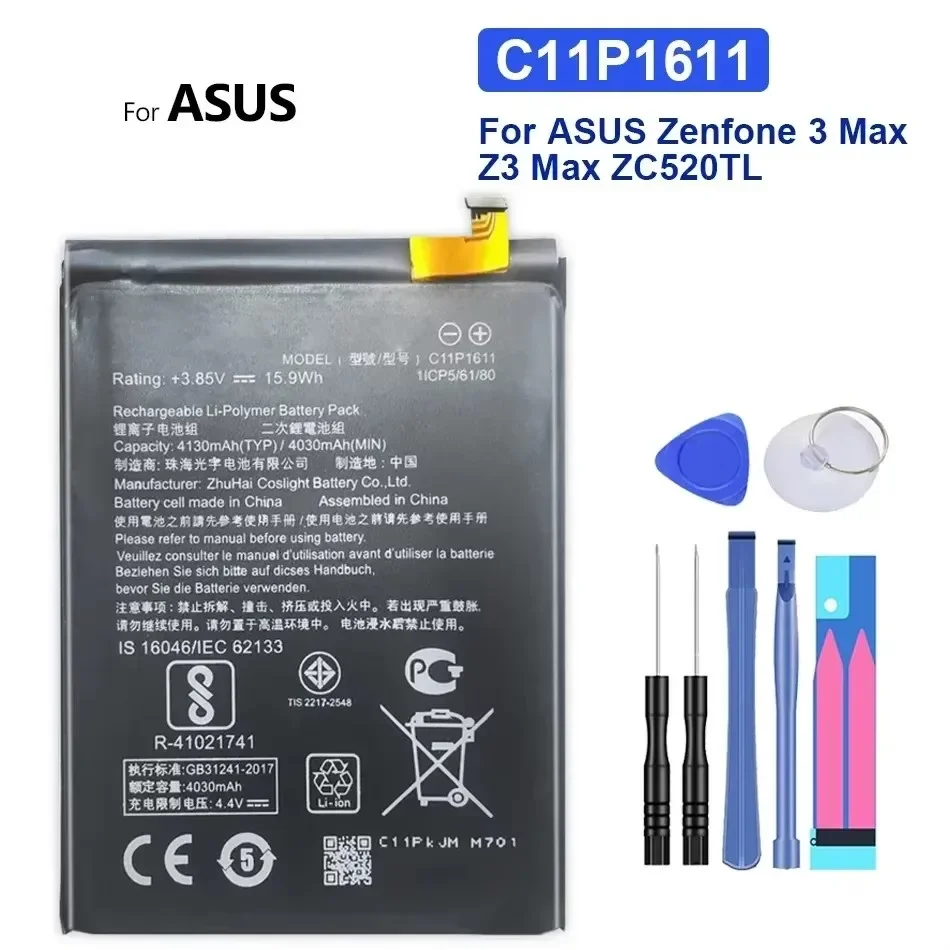 C11P1611 Battery For ASUS Zenfone 3 Max ZC520TL 4130mAh High Capacity Mobile Phone