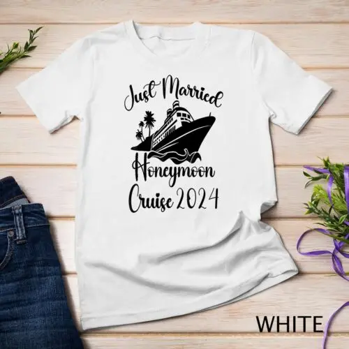 Just Married 2024 Wedding Rings Matching Couple Newlyweds T-Shirt Unisex T-shirt