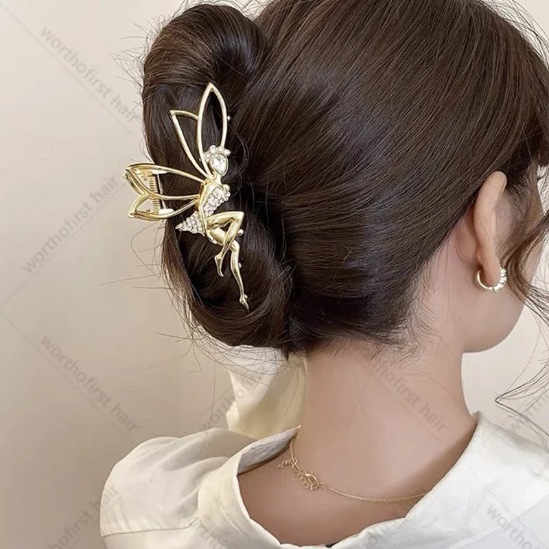 Fashion Hair AccessoriesElf Girl Hair Clip Temperament Elegant Metal Rhinestone Hairpin High-grade Hair Claw