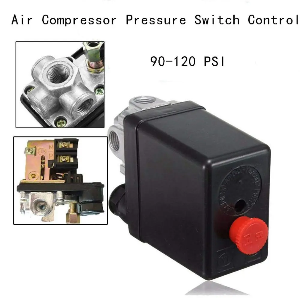 Accessories Adjustable Pressure Air Compressor 220V 4 Ports Control Valve 90-120PSI Pressure Switch Air Compressor Parts