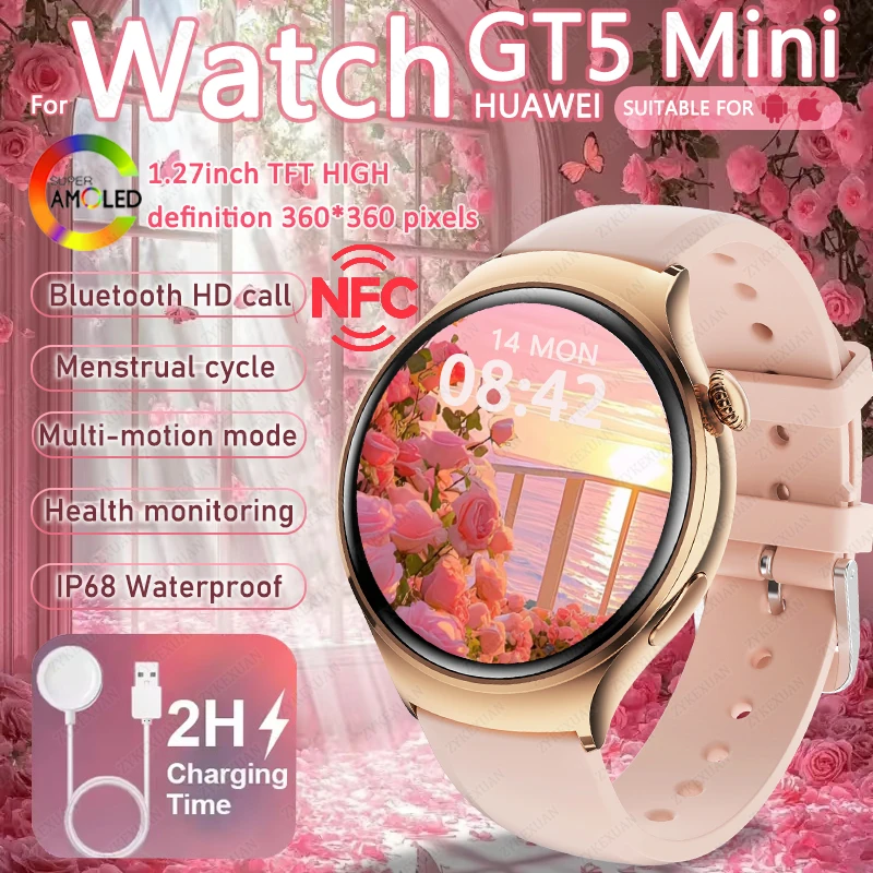 

2025 Новые модные часы 4 Мини Смарт-часы Женские 360*360 AMOLED HD Экран GPS NFC IP68 Водонепроницаемый монитор здоровья Спортивные умные часы