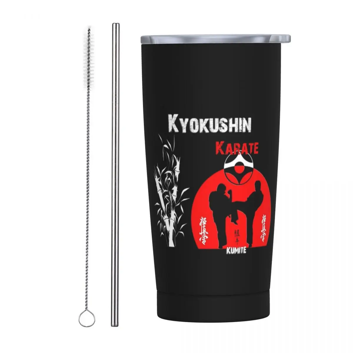 Kyokushi Karate Kumite Scene Stainless Steel Tumbler Vacuum Insulated Mug Thermal Cold Cup Straws With Lid 20oz