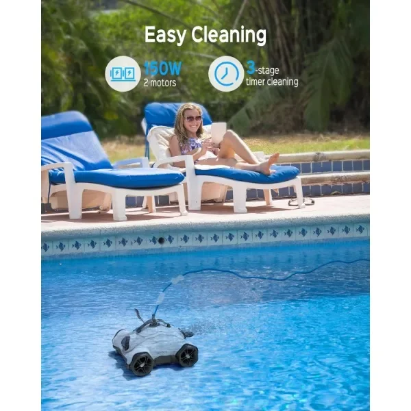 Robotic Pool Cleaner, Automatic Pool Vacuum with Dual-Drive Motors,  Functions