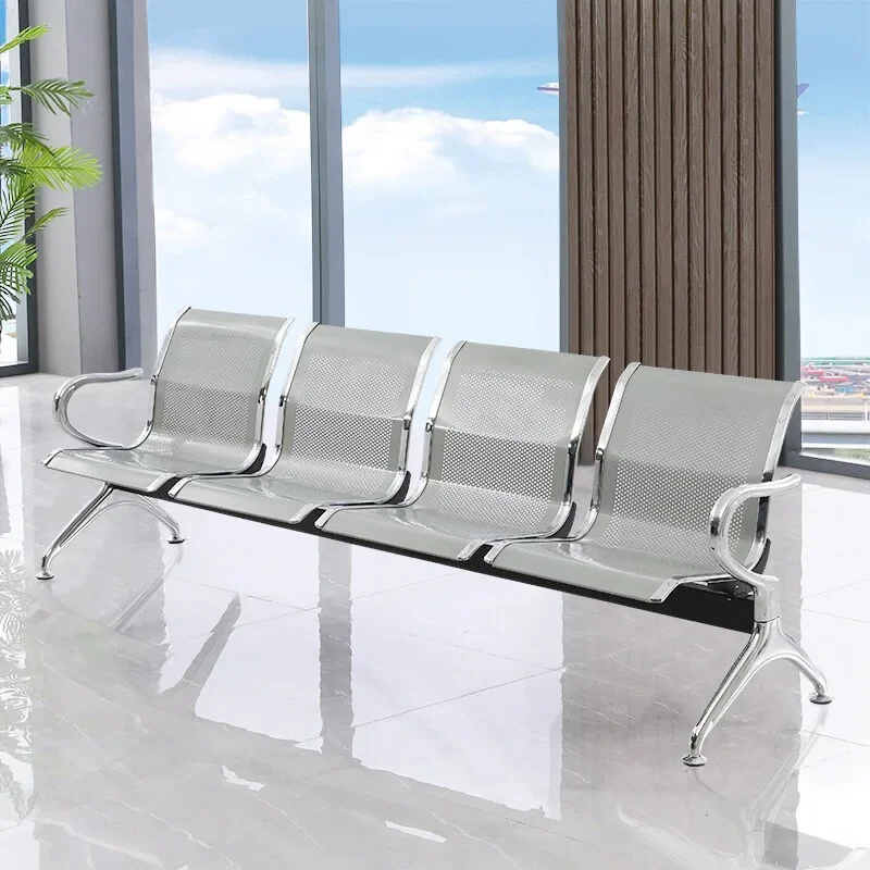 Stainless steel three person row chair hospital waiting chair airport train station waiting chair bank with coffee table bench