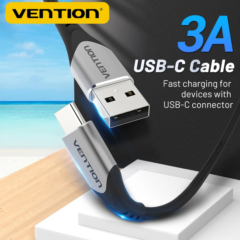 Vention USB A to USB C Fast Charging Cable Data Wire Braided 3A Super Charger Cable for Samsung Galaxy Xiaomi OnePlus 12 Huawei