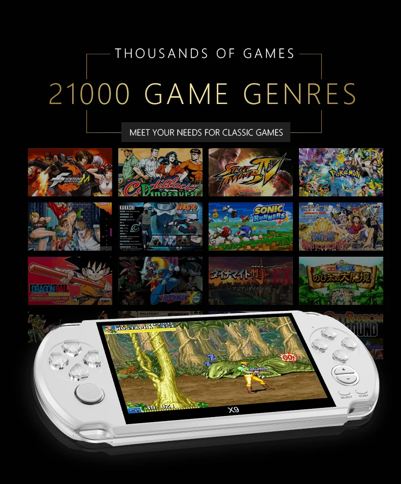 وحدة تحكم ألعاب فيديو ريترو X9 PSVita مشغل ألعاب محمول لألعاب PSP Viat Retro شاشة 5.0 بوصة تلفزيون مع كاميرا فيلم Mp3