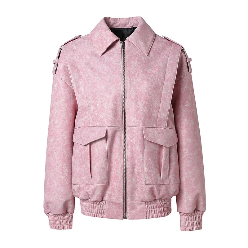 Cappotto antivento da moto giacca moda Casual con cerniera in pelle di pecora da donna Vintage in vera pelle