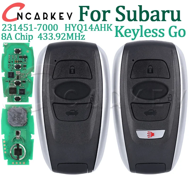 Remote Car Key For Subaru Forester Impreza XV BRZ Legacy Outback Ascent 231451-7000 HYQ14AHK 8A Chip 433.92MHz FSK Keyless Go