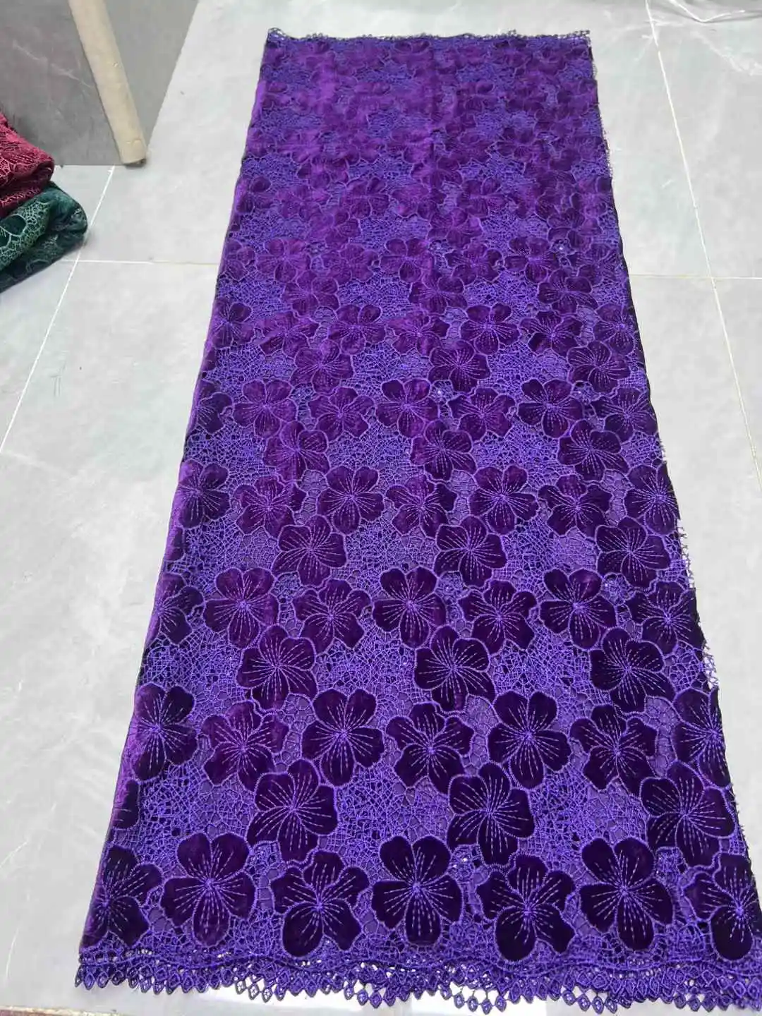 African Nigeria 2025 High-Quality Velvet Lace Fabric French Guipure Cord Lace Fabric Dress Nigerian 5 Yards For Wedding Party
