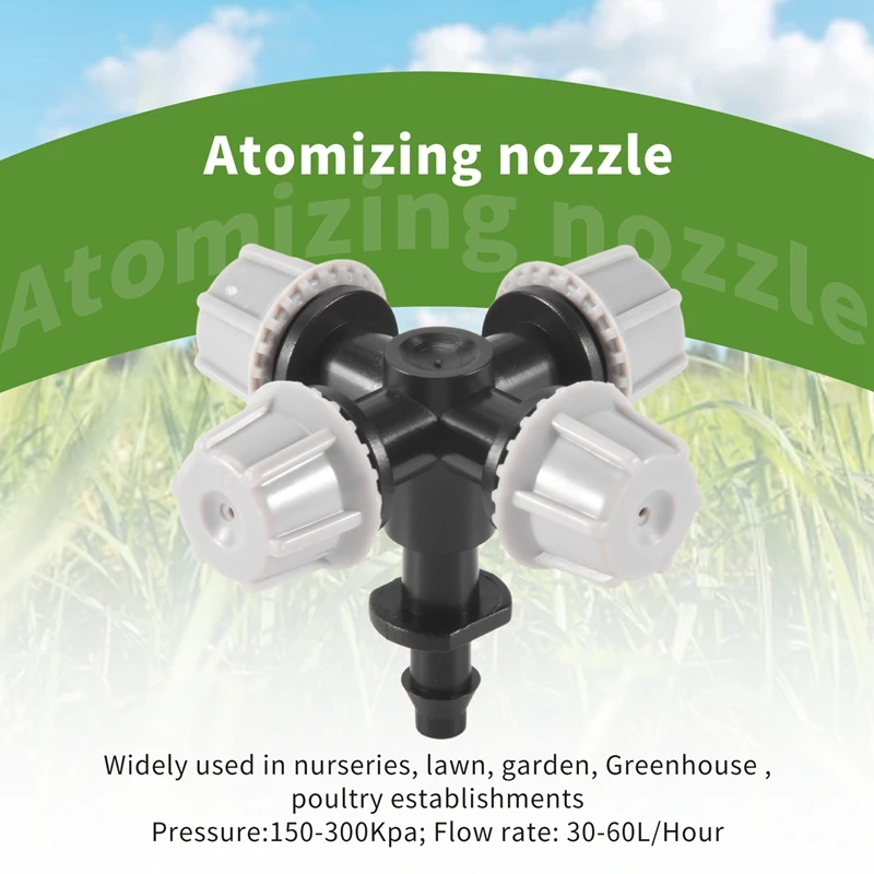 AT43-Greenhouse Humidifier Plant Misting Cross Atomizing Nozzle Sprinkler Tee (10Pcs)